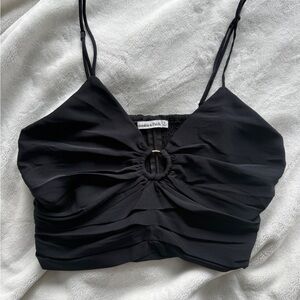 Abercrombie Black Ruched O-ring crop top